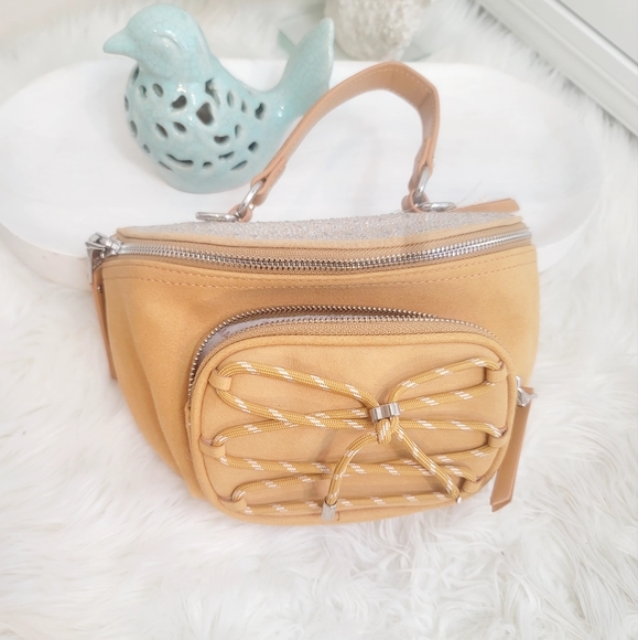 STEVE MADDEN STEVE MADDEN KARMENN CROSSBODY BAG, TAN & SILVER RHINESTONES - Picture 16 of 17